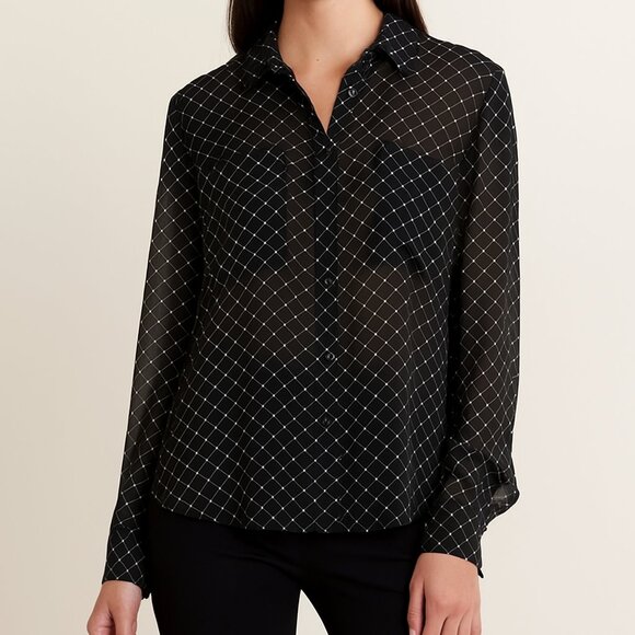 Club Monaco Tops - Club Monaco Black and White Grid women’s Shirt